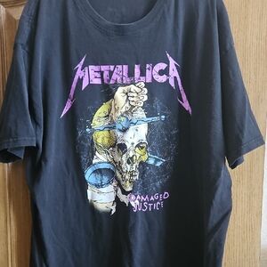Metallica Black Graphic Tee - Damaged Justice Design